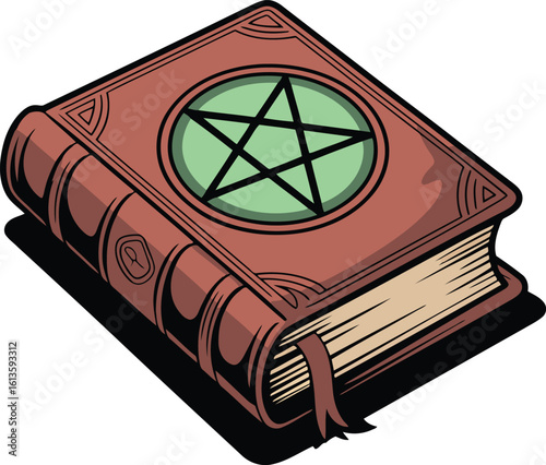 Ancient Grimoire of Forbidden Knowledge A Mystical Tome with Pentagram Symbol Illustration