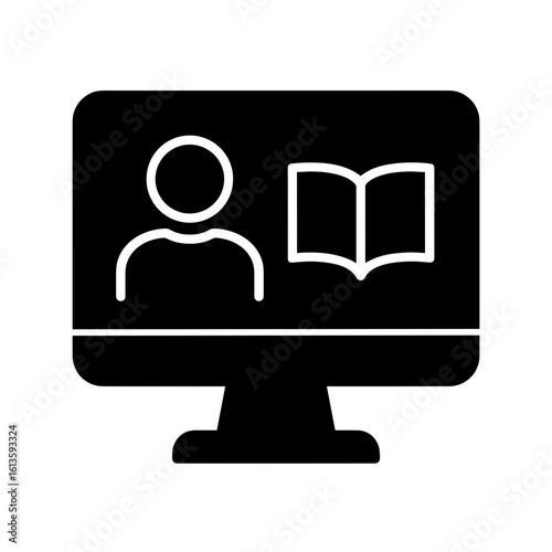 Online learning icon symbolizing virtual education – filled