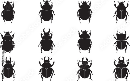 Scarab Beetle Solid Vector Silhouette
