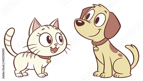 Cute pet character pack showing playful and sleepy cats and dogs in fun poses.

