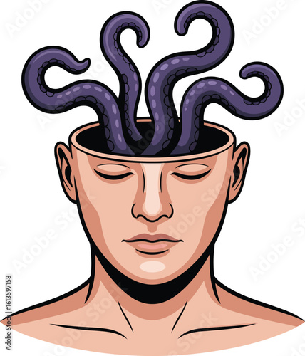 Mind Tentacles Vector Illustration for Psychological and Conceptual Art Projects