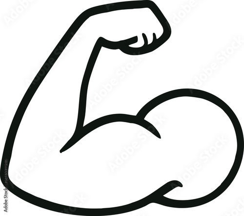 Flexed Arm Muscle Icon – Black and White Fitness Symbol
