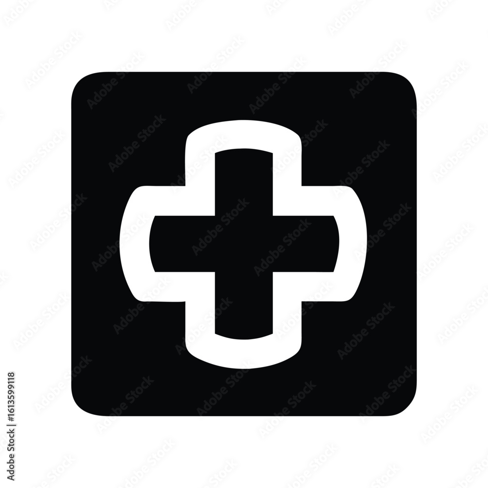 Obraz premium A Rounded Medical Cross in Square for Aid