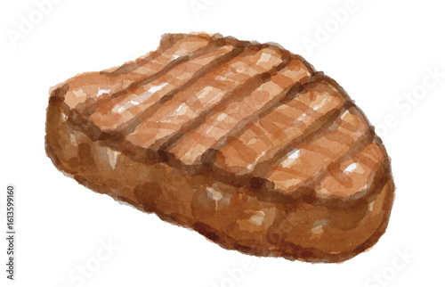 Hand painted watercolor steak isolated