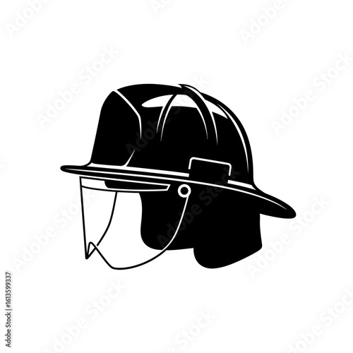 A firefighter helmet symbolizes safety isolated on white background