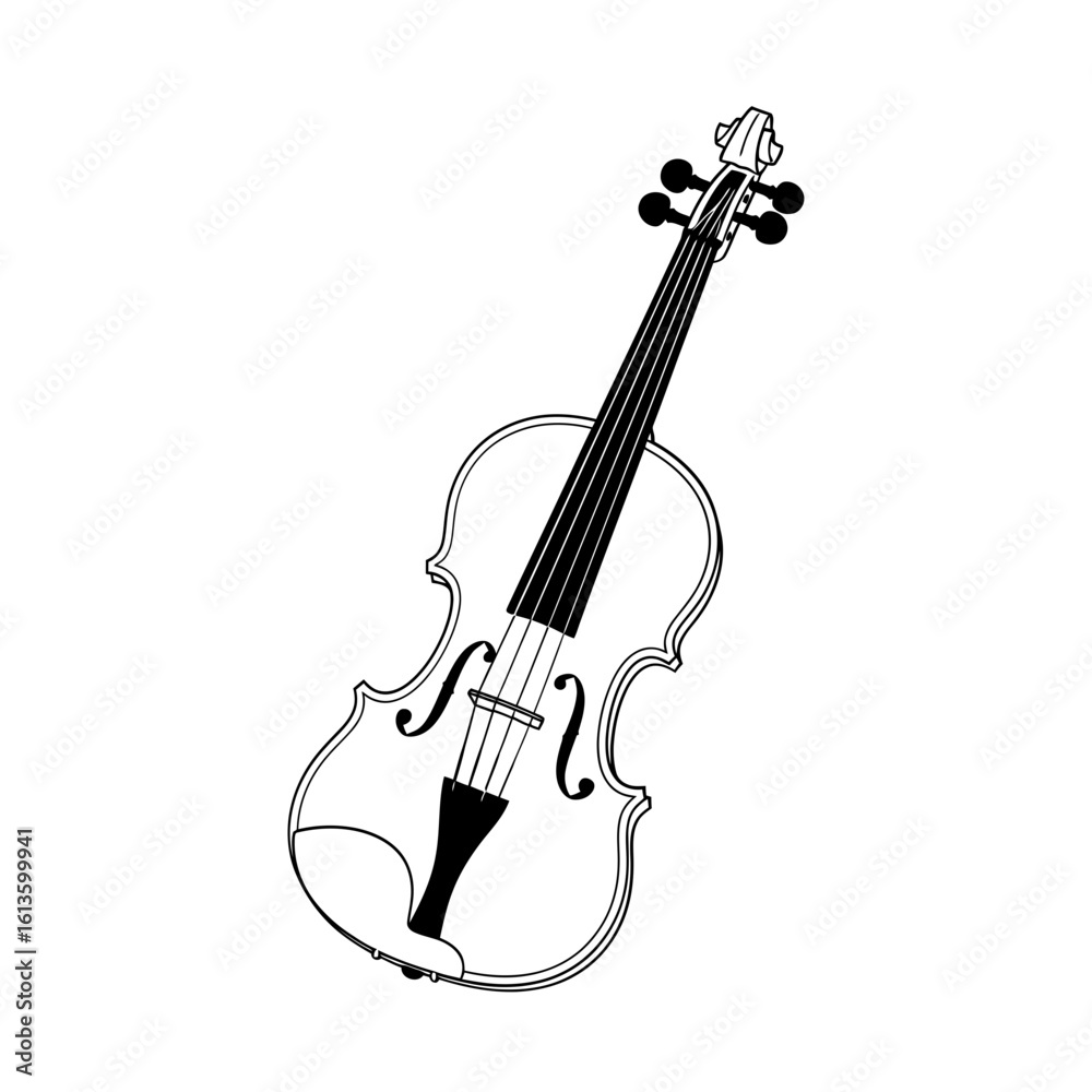 Fototapeta premium A stringed violin isolated on white background for musical performance