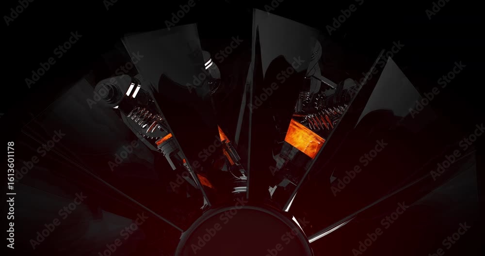 Low Angle Shot of Rotating V8 Engine with Combustion Explosions. High ...