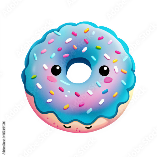 Plush Dessert Toy – Cute Donut with Smiley Face and Pastel Icing