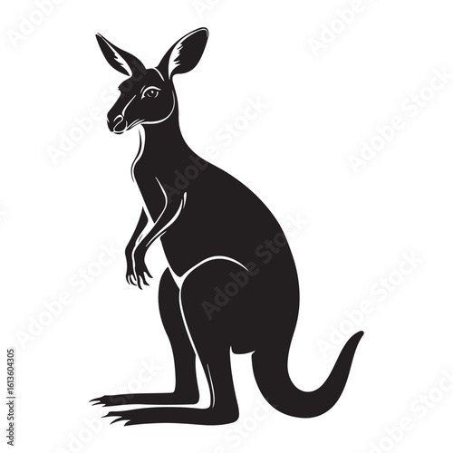 Kangaroo silhouette, Kangaroo vector illustration, silhouette of a kangaroo, kangaroo silhouette against a white background illustration