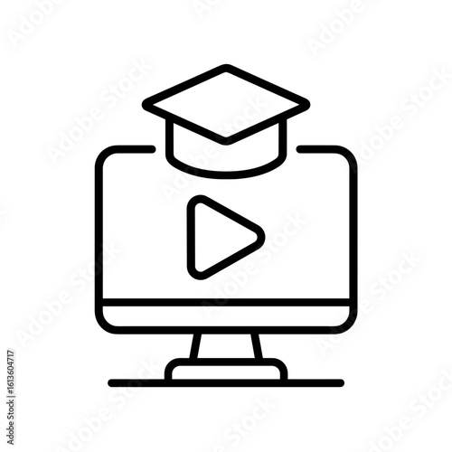Online course icon symbolizing digital video education – outline