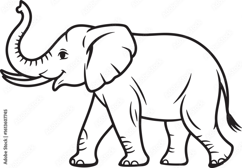 Fototapeta premium Detailed Elephant Outline Vector Illustration with Transparent Background for Creative Projects