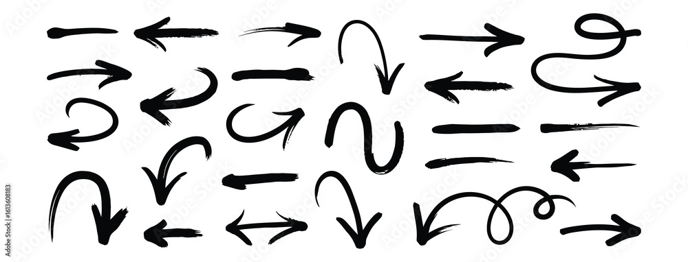 WebVector art of a collection of handdrawn arrows points in various directions, isolated on white background
