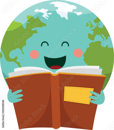 Cute Earth Character Reading Book