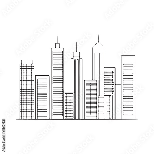 modern city skyline with skyscrapers silhouette, modern city skyline with skyscrapers vector illustration, A stylized black silhouette of city skylines featuring modern skyscrapers