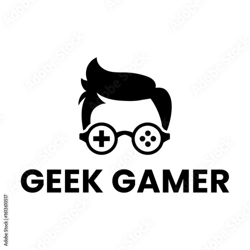 Gaming avatar with joystick and nerd glasses