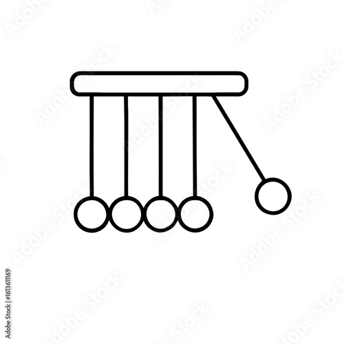 Newton's cradle icon symbolizing physics and motion – outline