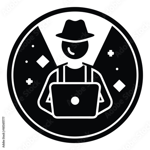 digital nomad vector icon
