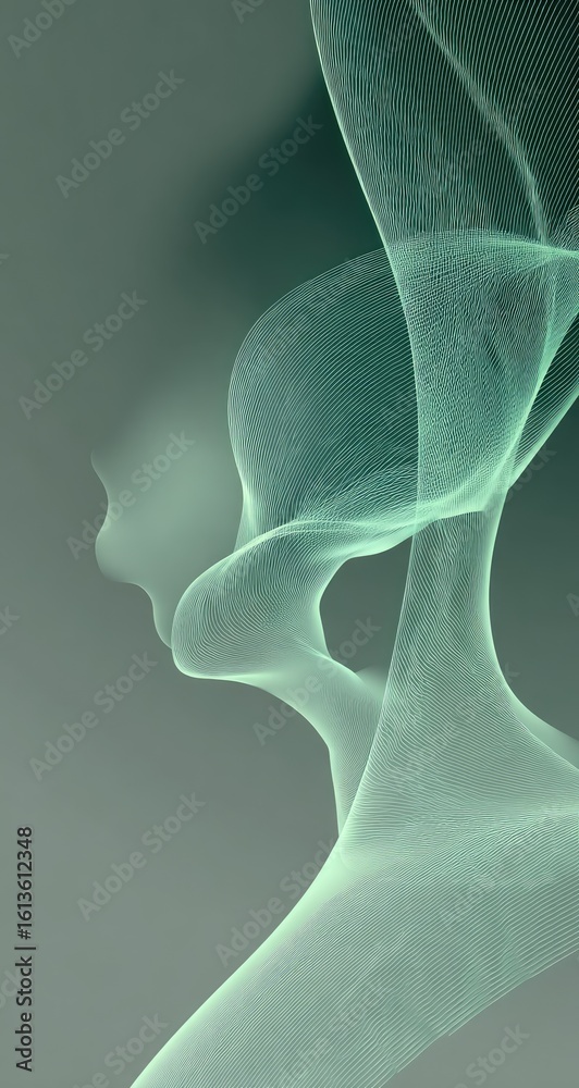 Fototapeta premium Abstract swirling shapes in a muted teal