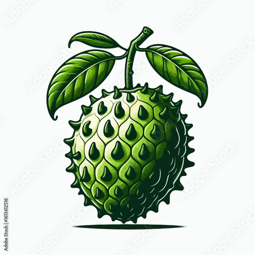 Stylized depiction of a star fruit highlighted by vibrant green tones