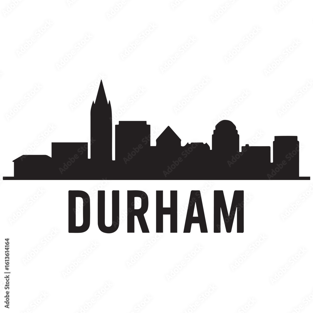 Obraz premium Durham skyline horizontal banner. Durham City, North Carolina. Vector template for your design. Vector black silhouette. with white background