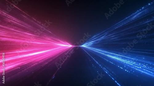 Abstract digital background with vibrant blue and pink light streaks