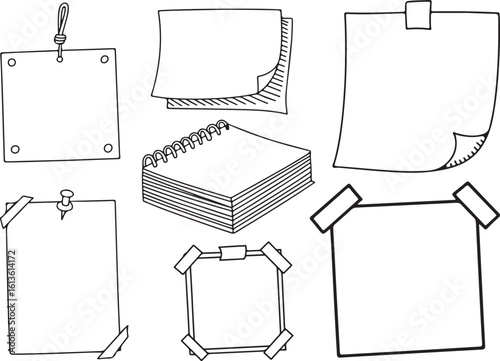 Hand Drawn Paper Notes and Scrolls Vector Set