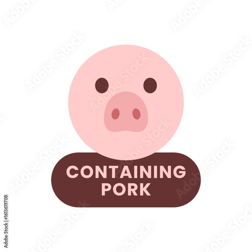 Graphic Label Icon with Pig for Pork Content Warning