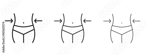 Women waist icon symbol line. Editable stroke width