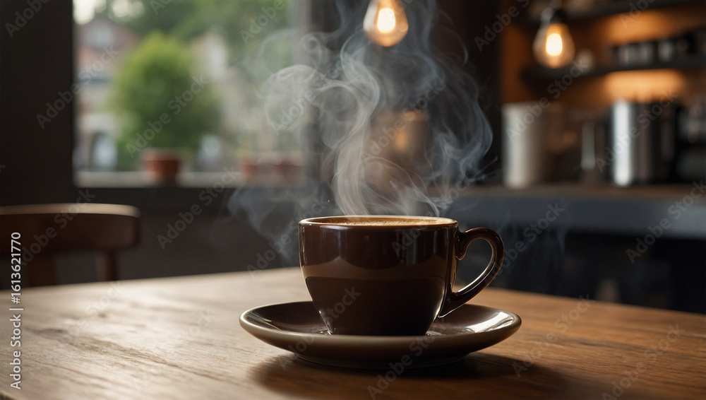 Fototapeta premium a cup of hot black coffee