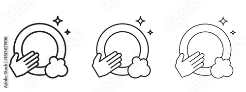 Washing dishes icon symbol line. Editable stroke width