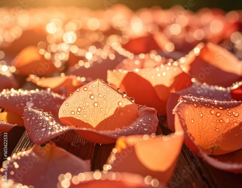 Exquisite pink flowers adorned with sparkling dewdrops in the morning light pink