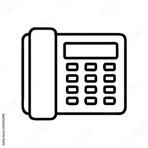 Landline phone with buttons in minimalistic black and white design  