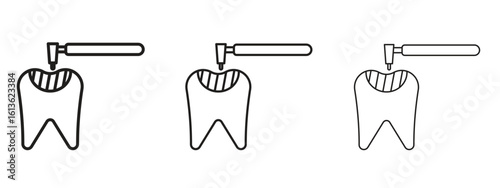 Tooth filling icon symbol line. Editable stroke width