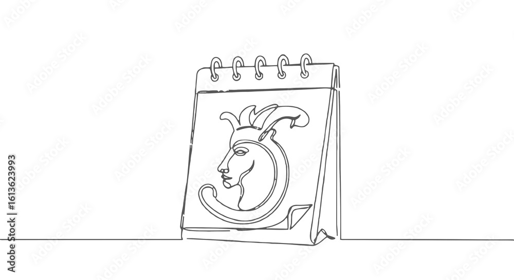 Fototapeta premium Desk calendar with artistic goat illustration in minimalist style, transparent background. 