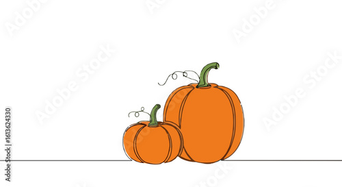 Two orange pumpkins sitting on transparent background.