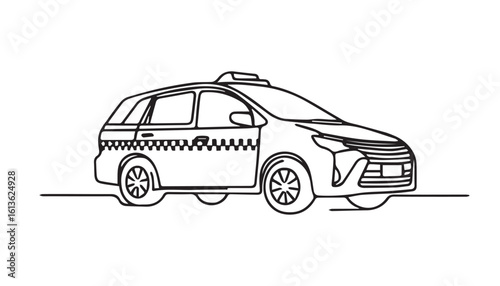 Continuous one single minimal line drawing police car