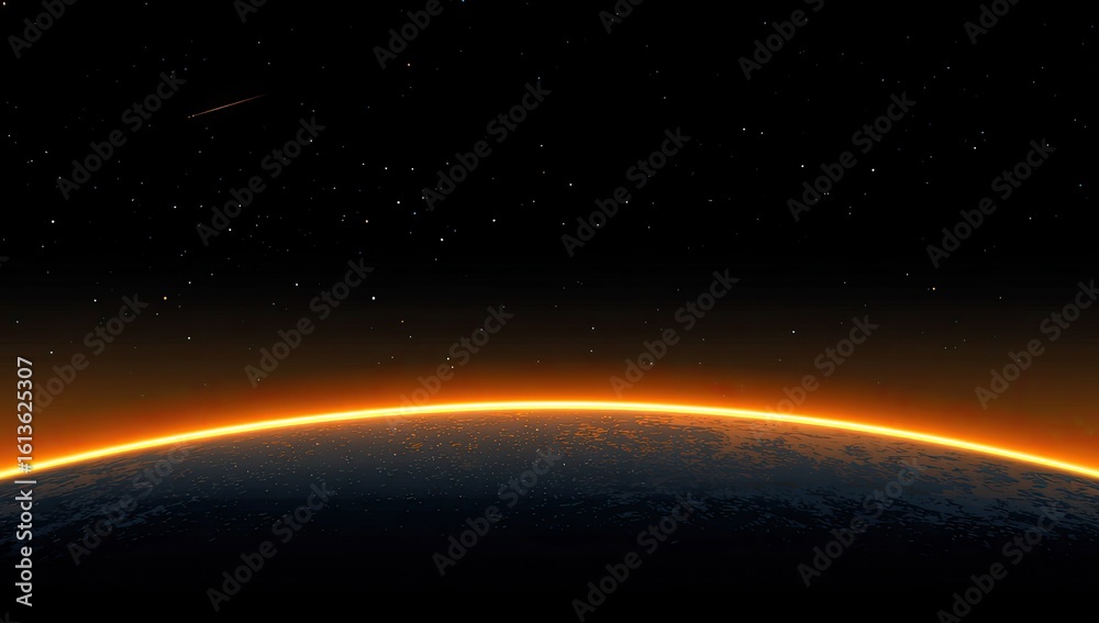 Obraz premium Sunrise over a planet from space