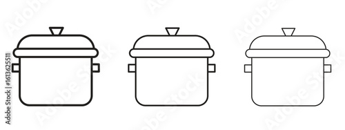 Stew pot icon symbol line. Editable stroke width