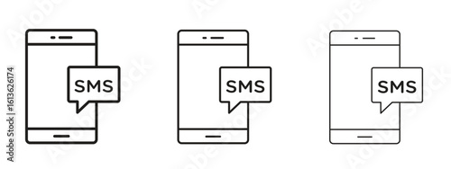 SMS icon symbol line. Editable stroke width