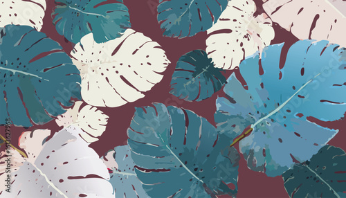 modern design featuring abundance tropical green and gold leaves