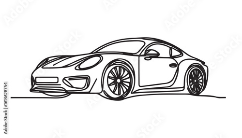 Continuous one single minimal line drawing roadster car