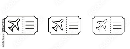 Plane Ticket icon symbol line. Editable stroke width
