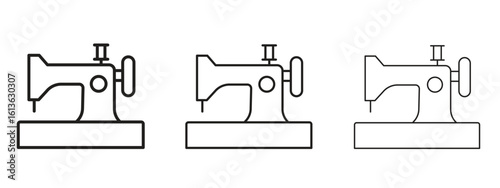 Old sewing machine icon symbol line. Editable stroke width