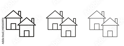 Neighborhood icon symbol line. Editable stroke width
