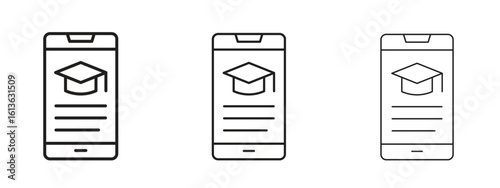 Mobile learning icon symbol line. Editable stroke width