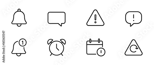 Set of minimalist line icons for notifications, messages, alerts and events