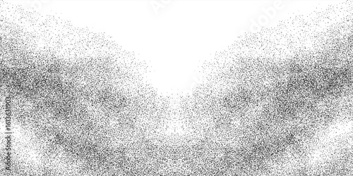 Grunge halftone gradient background. Faded grit noise texture. White and black sand wallpaper.