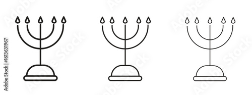 Menorah icon symbol line. Editable stroke width