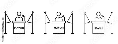 Mayor icon symbol line. Editable stroke width