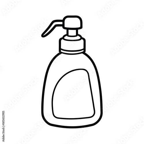 Clean outline drawing of a dish soap bottle with a nozzle